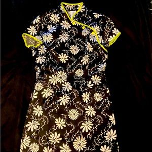 Chinese geisha type floral satin dress